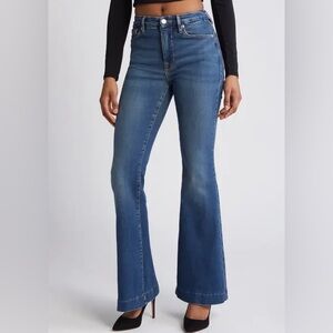 Good American Blue High-Rise Flare Jeans